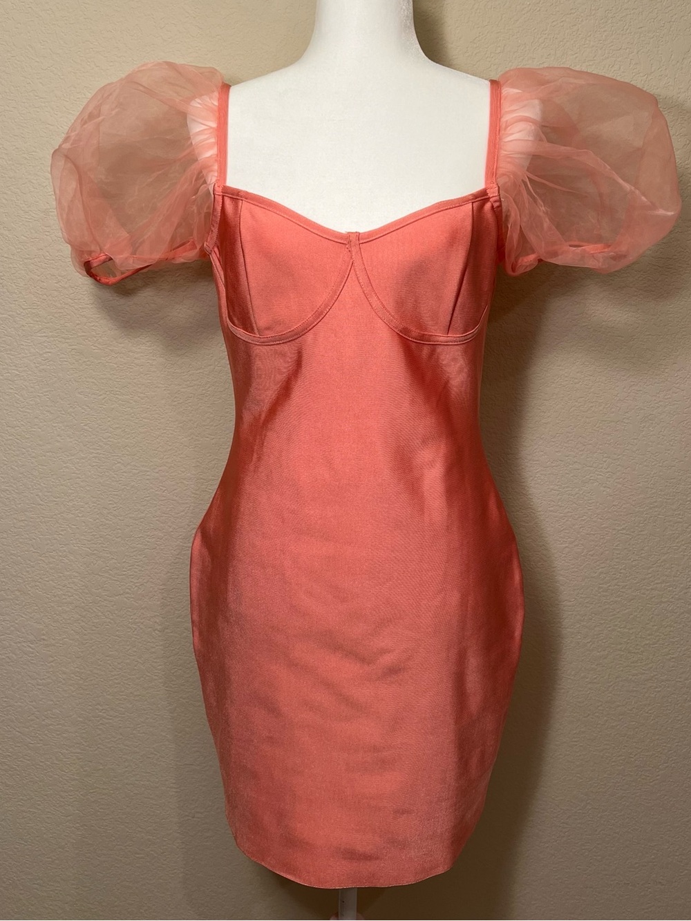 Missguided Pink Dress with Puff Sleeves (NWT)